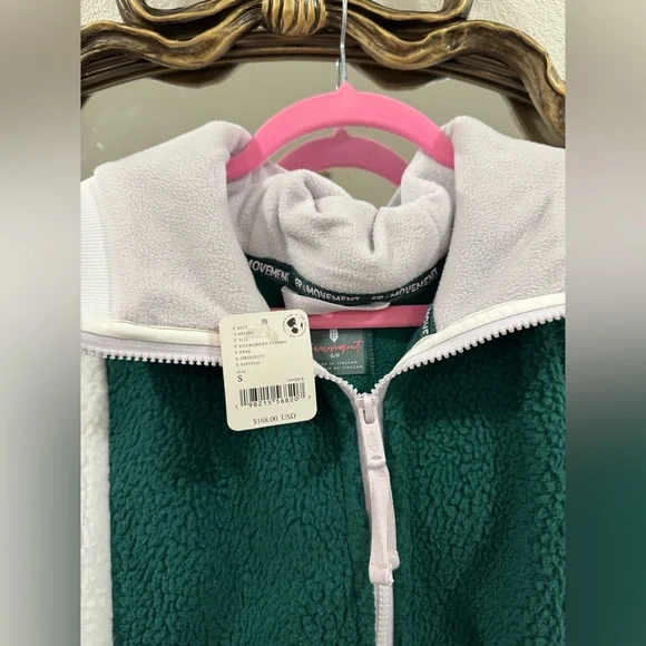 Free People FP Movement NWT Hit The Slopes Fleece Hoodie Evergreen Combo - Picture 3 of 8